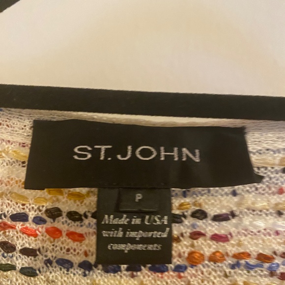 St. John Colorful Multicolor Long Open Cardigan with Fringe Size Petite P - Picture 4 of 4